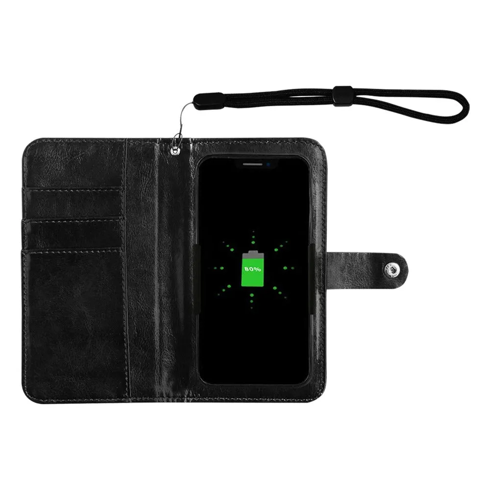 Black Cat Phone Case Wallet - Purple