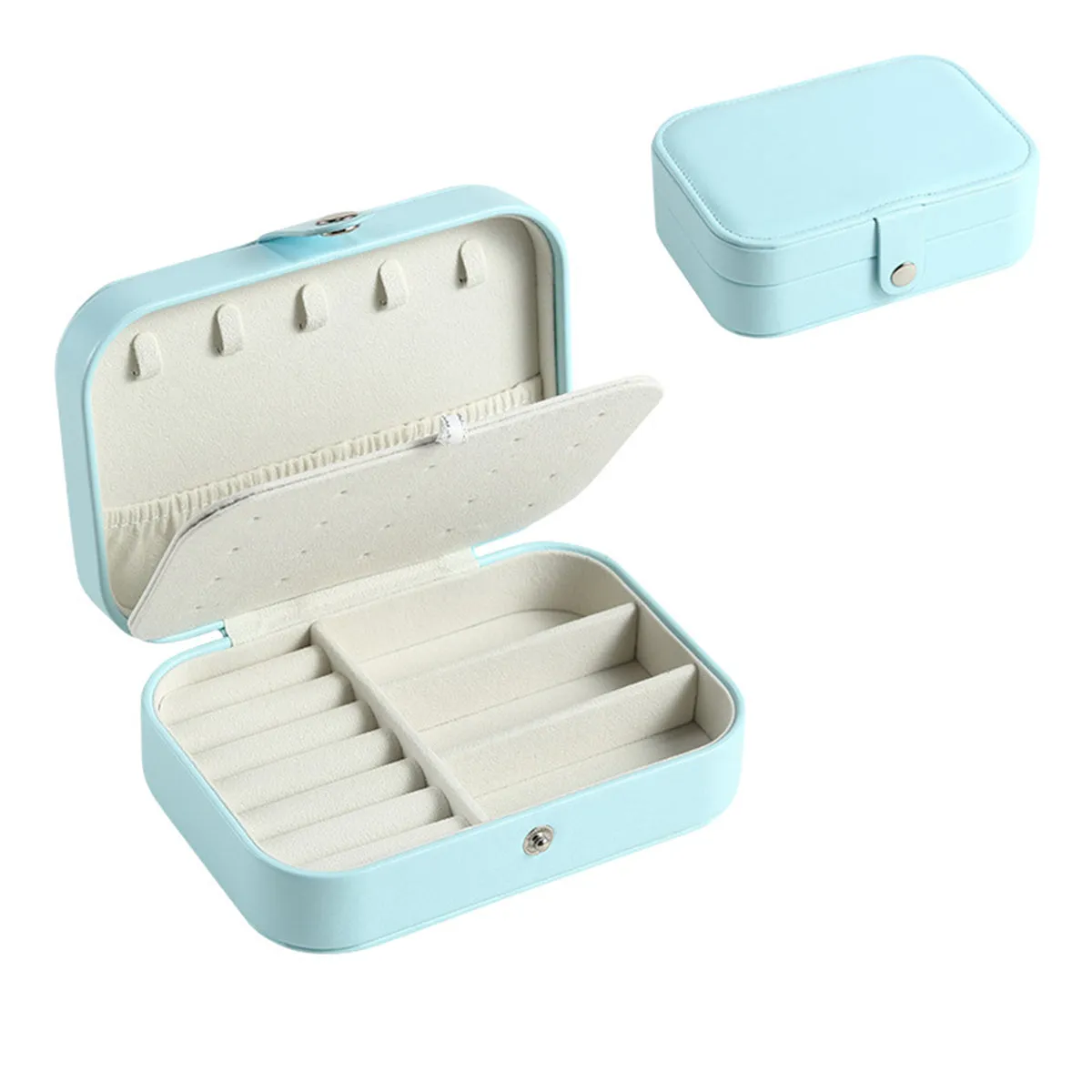 Blue Two-Compartment Jewelry Case