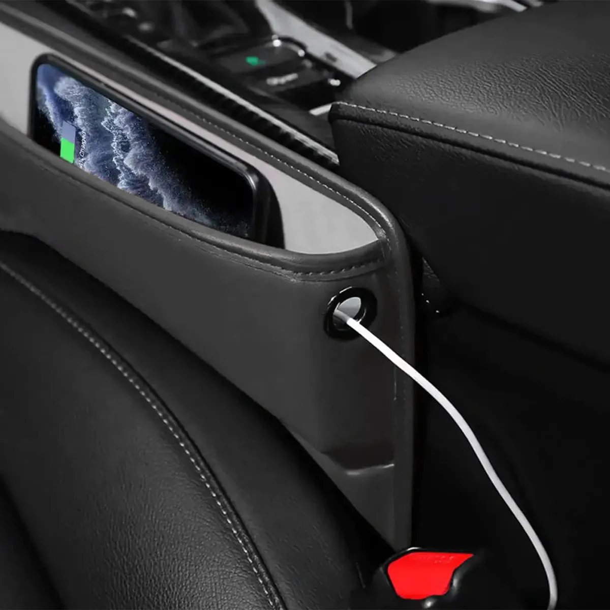 Car Seat Gap Filler Organizer, Custom-Fit For Car, Multifunctional PU Leather Console Side Pocket Organizer for Cellphones, Cards, Wallets, Keys WAKO226