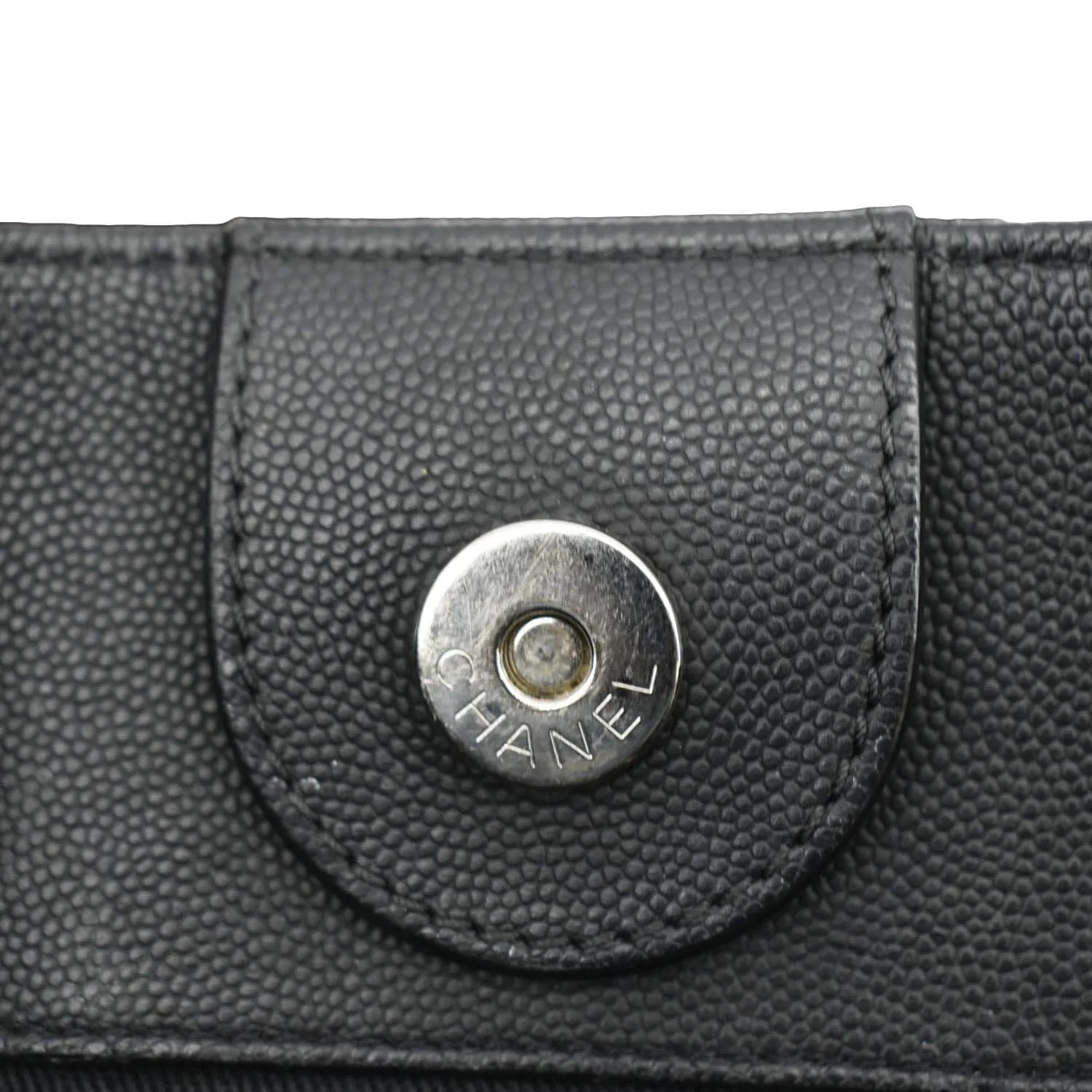CHANEL Coco Eyelets Large Leather Shopping Tote Shoulder  Black