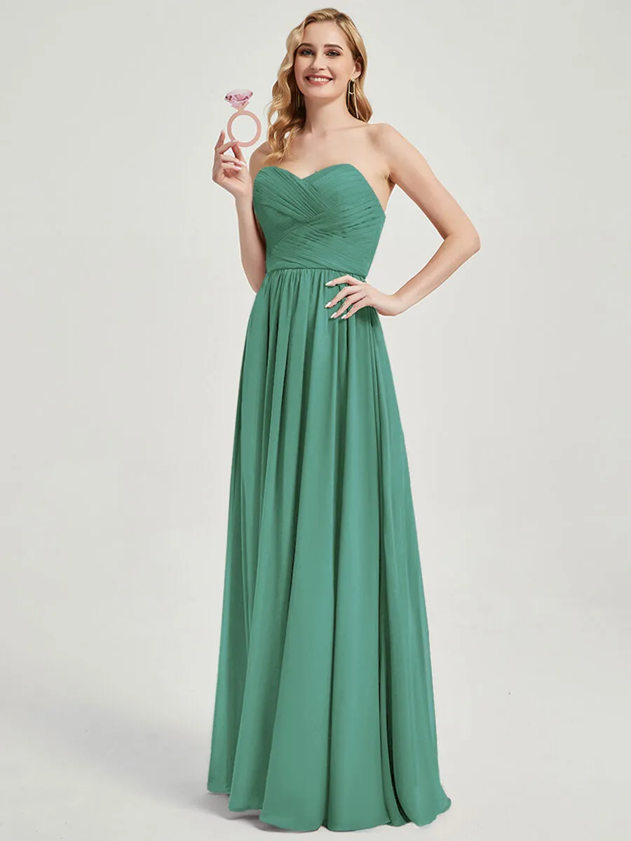 Eucalyptus Pleated Convertible Floor Length Chiffon Bridesmaid Dress