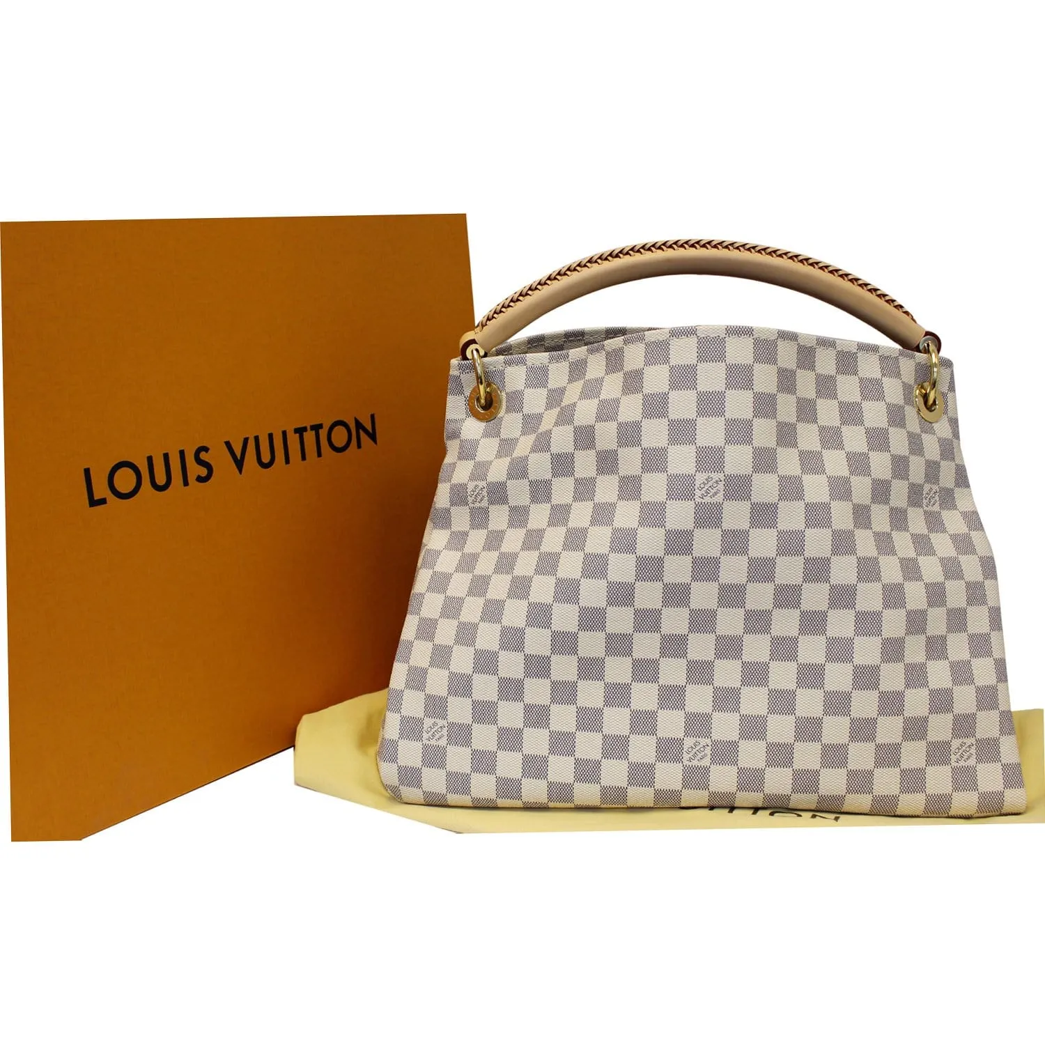 LOUIS VUITTON Artsy MM Damier Azur Shoulder Bag White