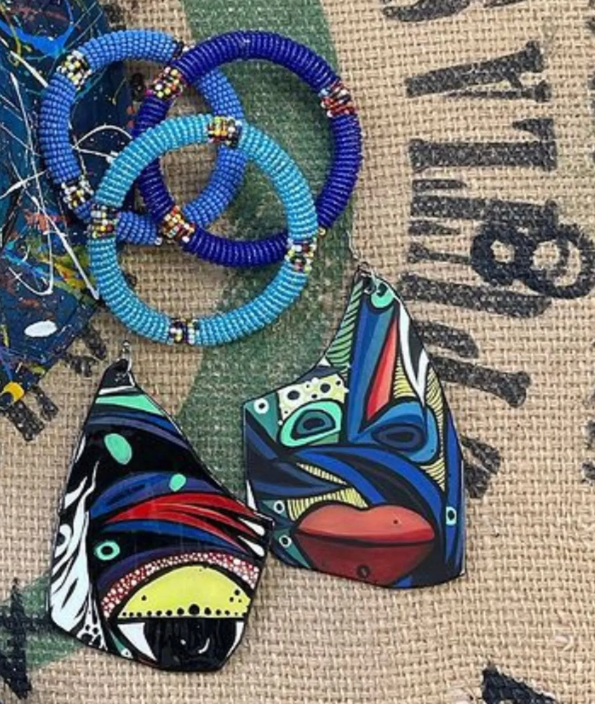 VIA WEARABLE ART EARRINGS…FACE IT