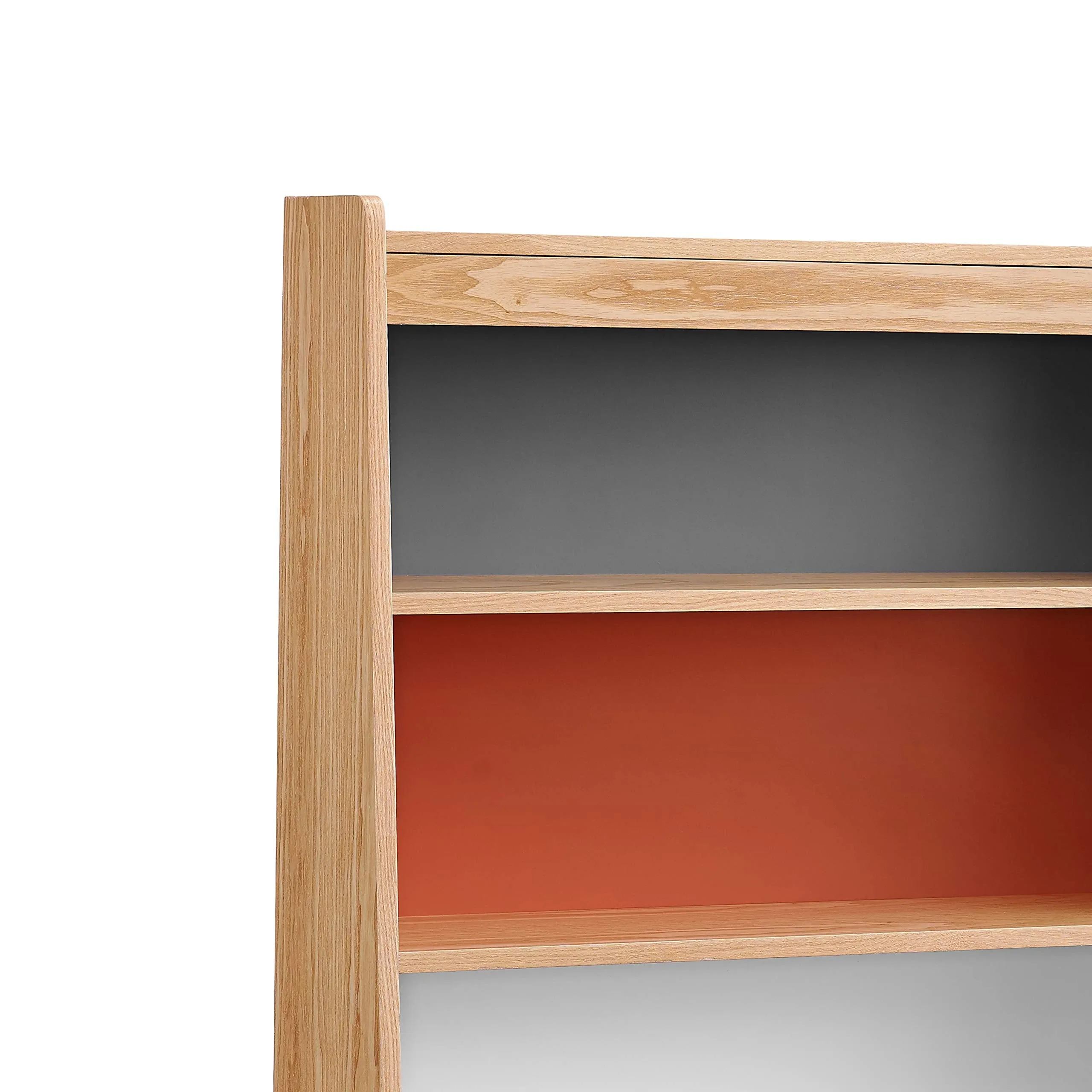Wooden Bookcase with Shelved Compartments and Hairpin Legs, Multicolor